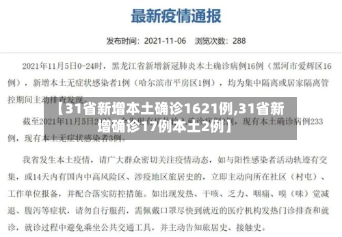 【31省新增本土确诊1621例,31省新增确诊17例本土2例】