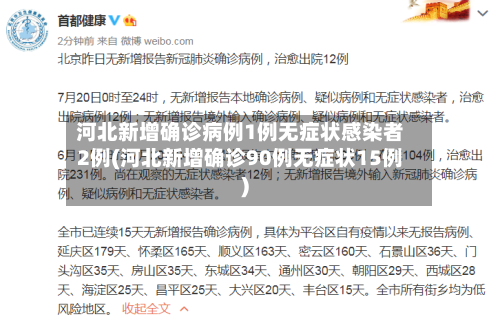 河北新增确诊病例1例无症状感染者2例(河北新增确诊90例无症状15例)