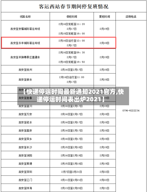 【快递停运时间最新通知2021官方,快递停运时间表出炉2021】