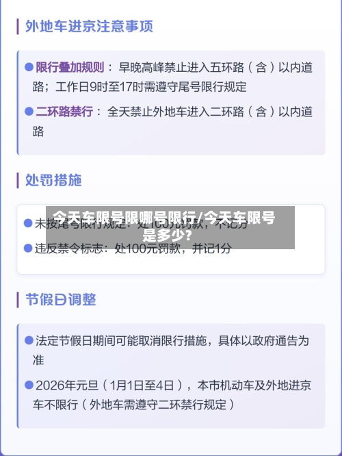 今天车限号限哪号限行/今天车限号是多少?