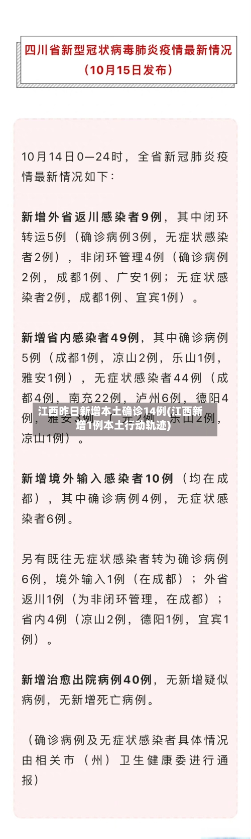 江西昨日新增本土确诊14例(江西新增1例本土行动轨迹)