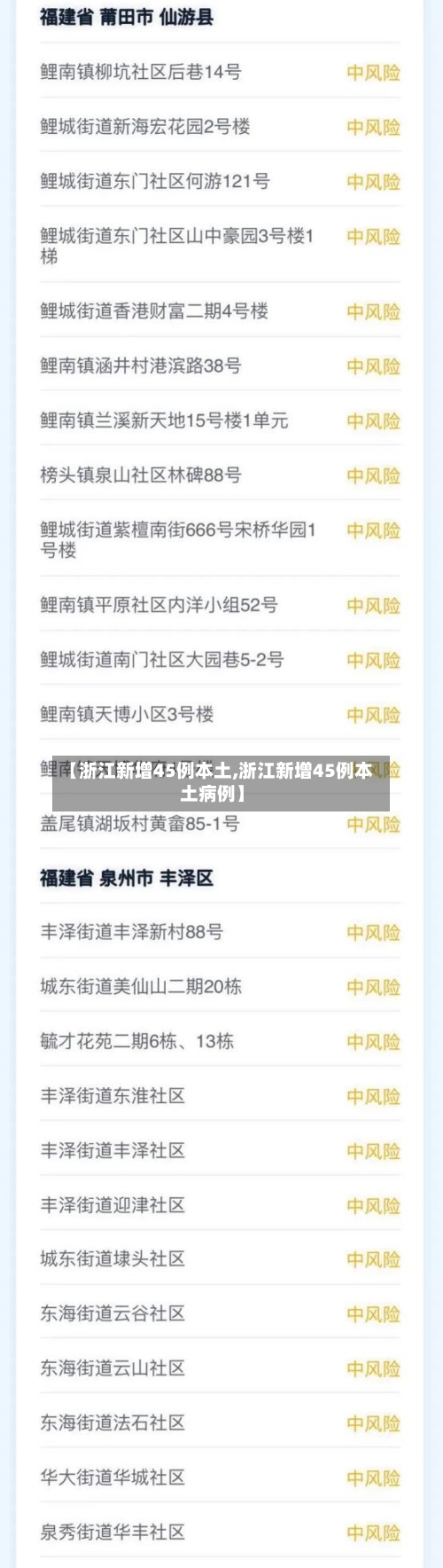 【浙江新增45例本土,浙江新增45例本土病例】