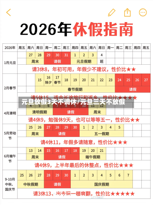元旦放假3天不调休/元旦三天不放假