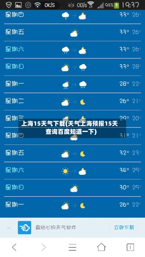 上海15天气下载(天气上海预报15天查询百度知道一下)