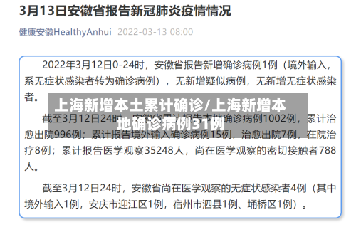 上海新增本土累计确诊/上海新增本地确诊病例31例