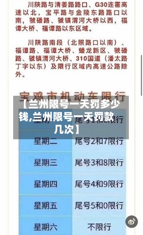 【兰州限号一天罚多少钱,兰州限号一天罚款几次】