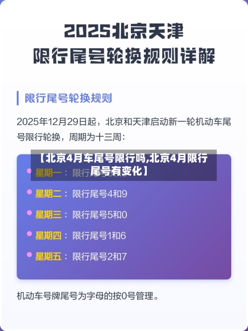 【北京4月车尾号限行吗,北京4月限行尾号有变化】