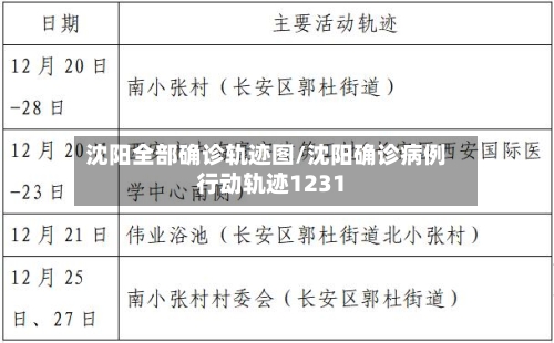 沈阳全部确诊轨迹图/沈阳确诊病例行动轨迹1231