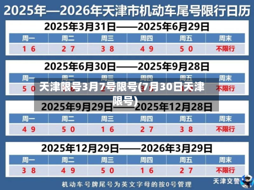 天津限号3月7号限号(7月30日天津限号)