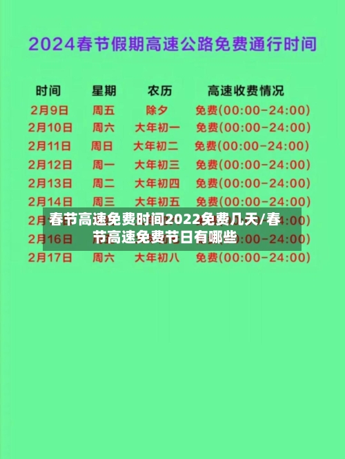 春节高速免费时间2022免费几天/春节高速免费节日有哪些