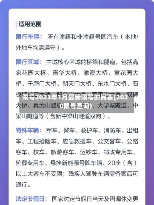 限号2023年1月最新限号时间表(2020限号查询)