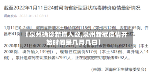 【泉州确诊新增人数,泉州新冠疫情开始时间是几月几日】
