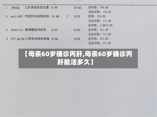 【母亲60岁确诊丙肝,母亲60岁确诊丙肝能活多久】