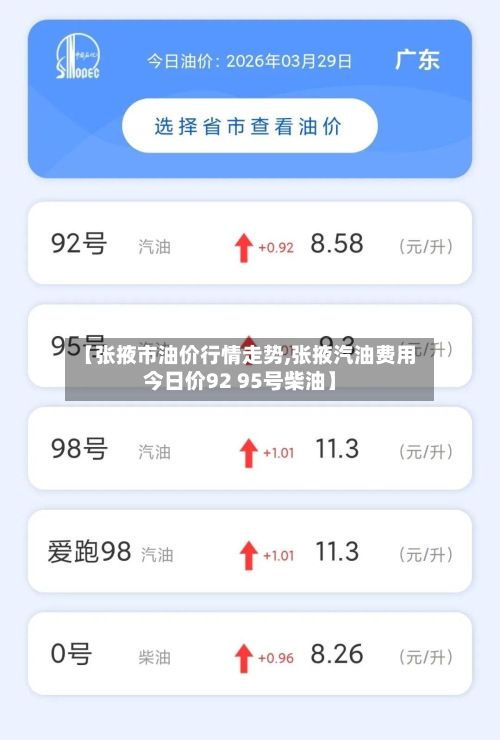 【张掖市油价行情走势,张掖汽油费用今日价92 95号柴油】