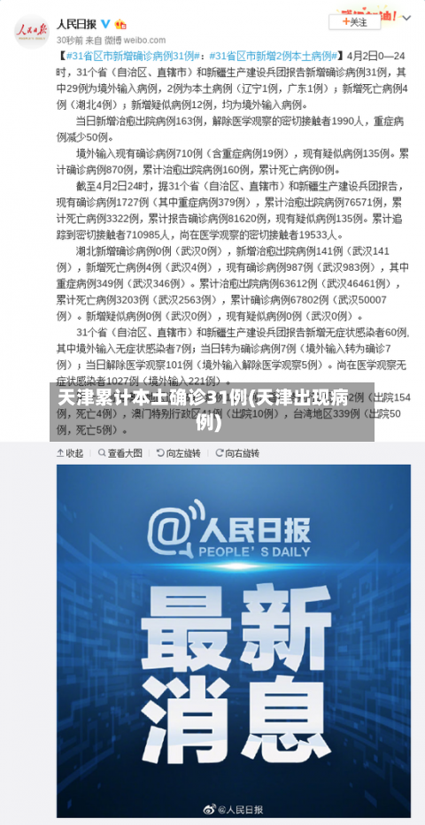 天津累计本土确诊31例(天津出现病例)