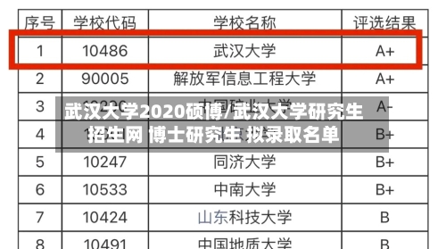 武汉大学2020硕博/武汉大学研究生招生网 博士研究生 拟录取名单