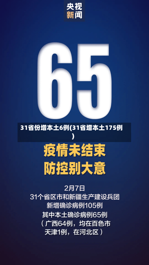 31省份增本土6例(31省增本土175例)