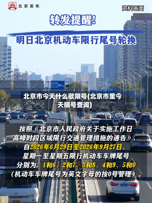 北京市今天什么歌限号(北京市里今天限号查询)