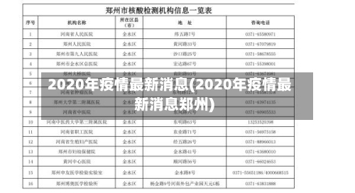 2020年疫情最新消息(2020年疫情最新消息郑州)
