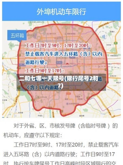 二和七哪一天限号(限行尾号2和7)