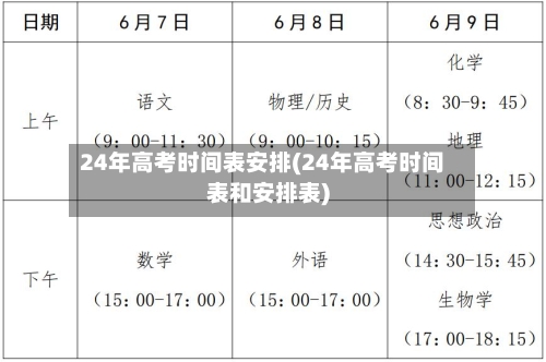 24年高考时间表安排(24年高考时间表和安排表)