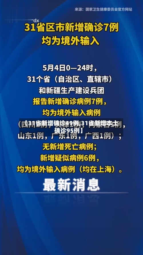 【31省新增确诊49例,31省新增本土确诊95例】