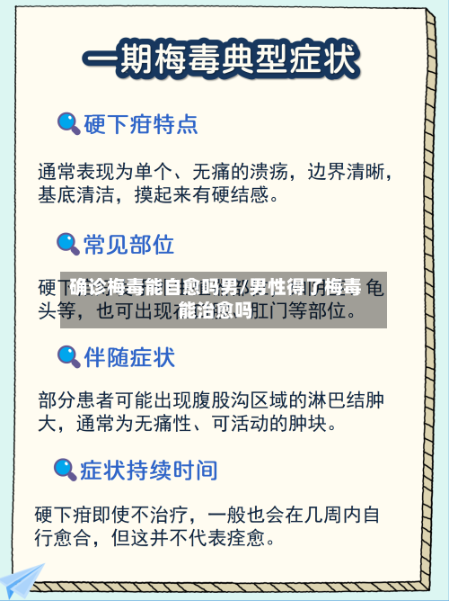 确诊梅毒能自愈吗男/男性得了梅毒能治愈吗
