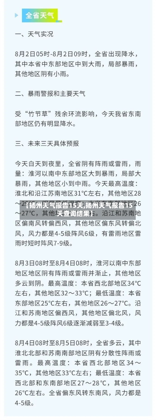 【扬州天气报告15天,扬州天气报告15天查询结果】