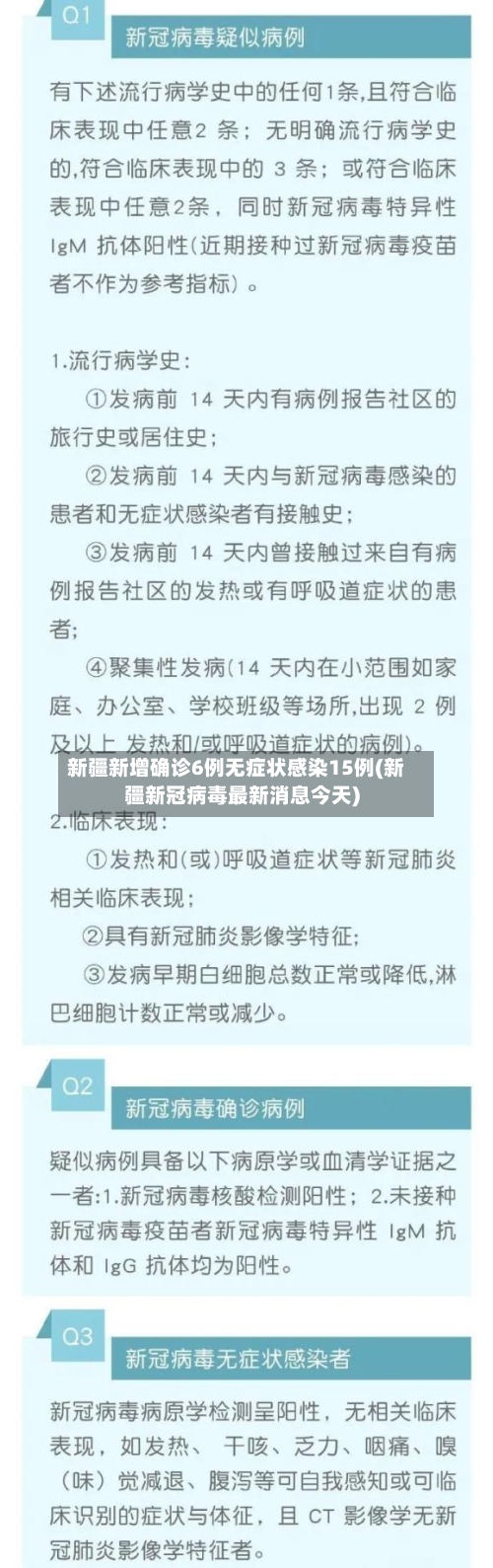 新疆新增确诊6例无症状感染15例(新疆新冠病毒最新消息今天)