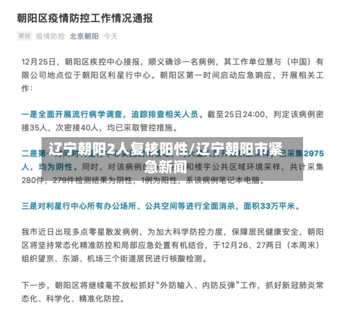 辽宁朝阳2人复核阳性/辽宁朝阳市紧急新闻