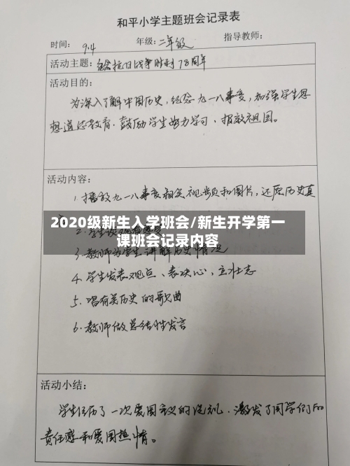 2020级新生入学班会/新生开学第一课班会记录内容