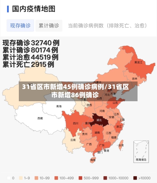 31省区市新增45例确诊病例/31省区市新增86例确诊