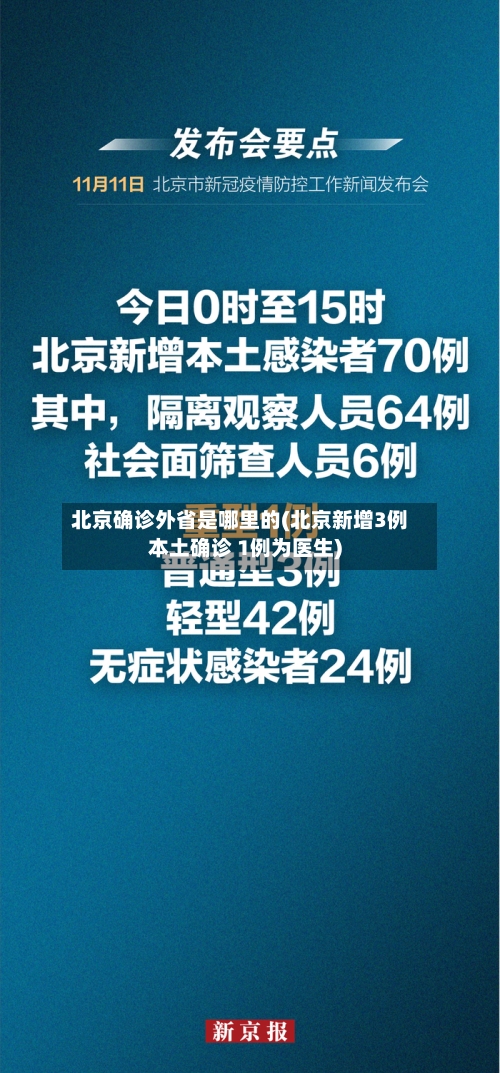 北京确诊外省是哪里的(北京新增3例本土确诊 1例为医生)
