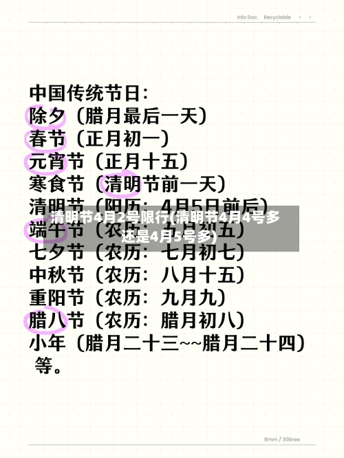 清明节4月2号限行(清明节4月4号多还是4月5号多)